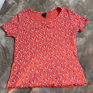 Art Class Girls Floral Scalloped Edge Tee Size XL (14)
